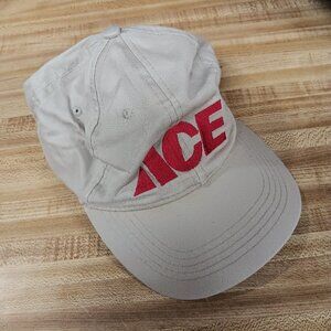 ACE HARDWARE  Hat Tan Red Embroidered LOGO Adjustable Cotton Cap America